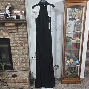 JAYGODFREY Black Halter Maxi Gown for Cocktail